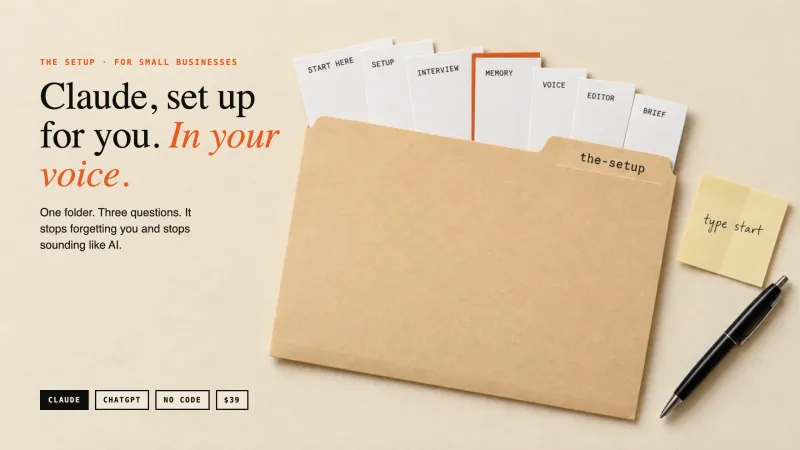 The Setup folder with its seven file cards